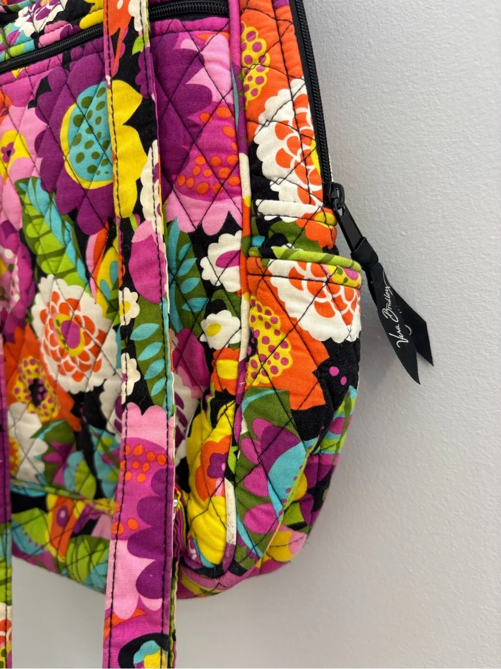 Viral Vera Bradley Quilted Floral Backpack Pink Purple Multi Y2K Tik Tok Iconic